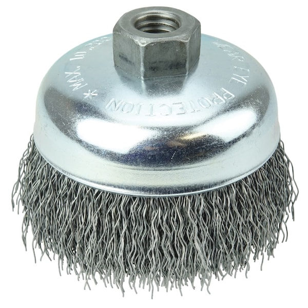 Weiler Wolverine 4" Crimped Wire Cup Brush .020" Steel Fill 5/8"-11 UNC Nut 36236 - main